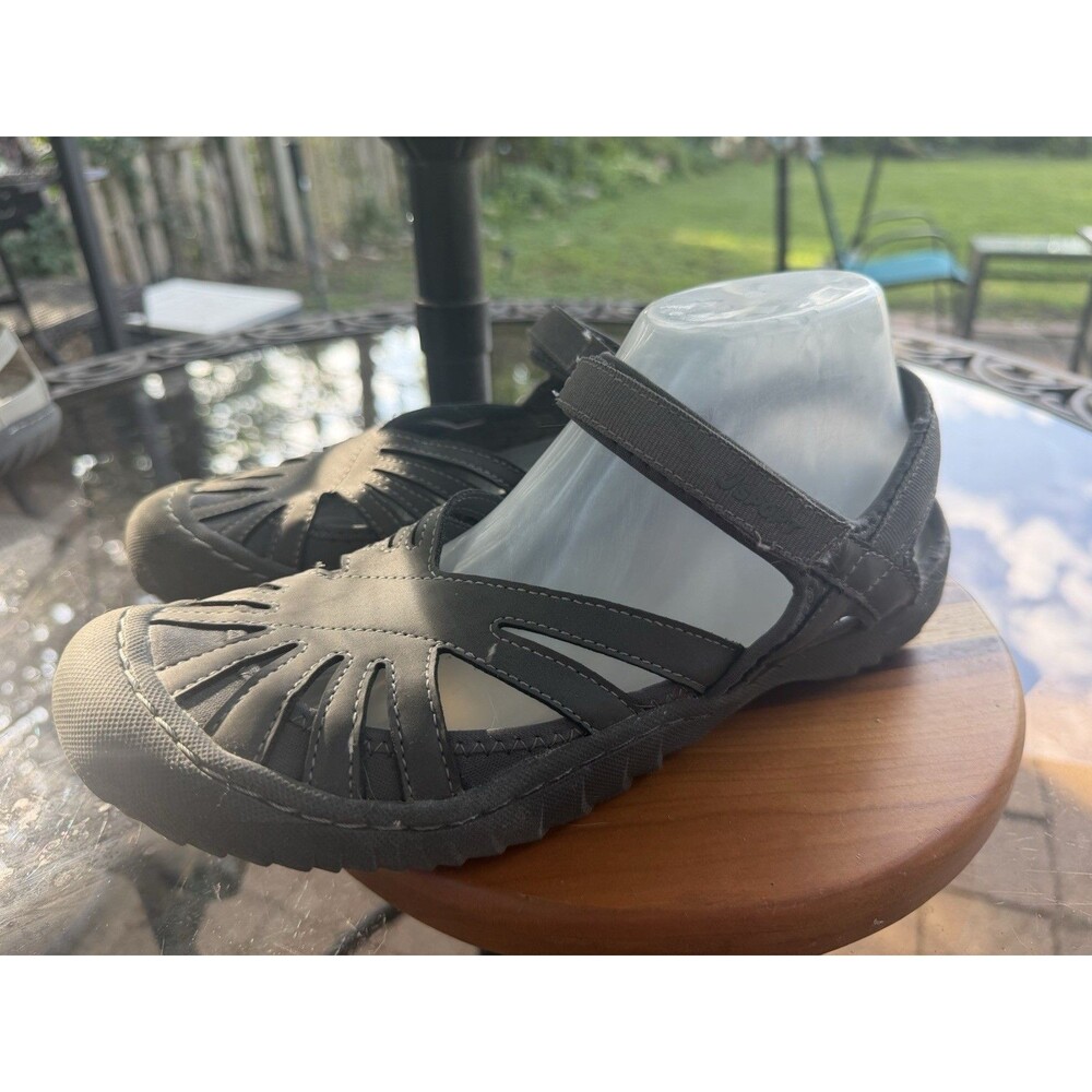 JSPORT by Jambu Womens Gray Strappy Hook & Loop Ankle Strap Sandals Size 9